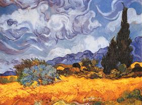 Wheatfield with Cypresses, c.1889-Vincent van Gogh-Framed Textured Art