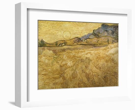 Wheatfield with Reaper, 1889-Vincent van Gogh-Framed Giclee Print