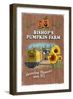 Wheatland, California - Bishop's Pumpkin Farm - Vintage Sign-Lantern Press-Framed Art Print