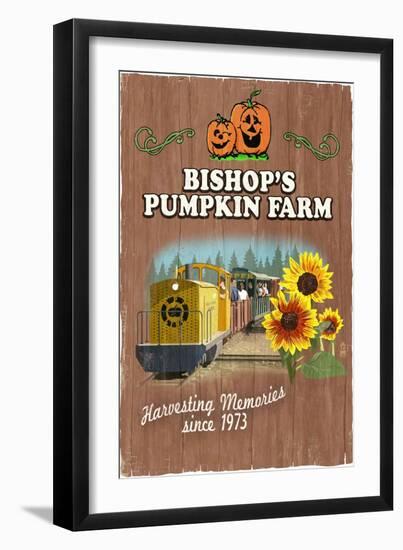 Wheatland, California - Bishop's Pumpkin Farm - Vintage Sign-Lantern Press-Framed Art Print