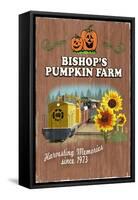 Wheatland, California - Bishop's Pumpkin Farm - Vintage Sign-Lantern Press-Framed Stretched Canvas