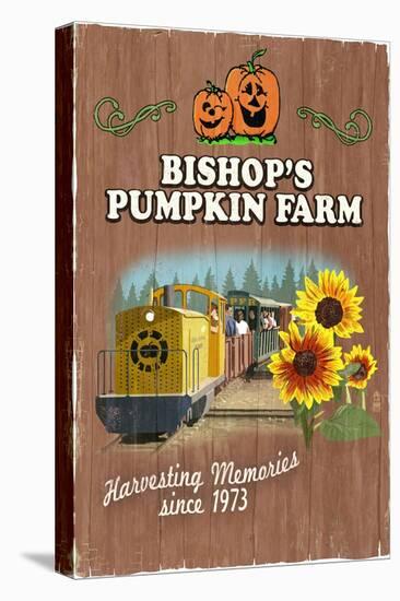 Wheatland, California - Bishop's Pumpkin Farm - Vintage Sign-Lantern Press-Stretched Canvas