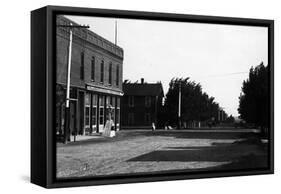 Wheatland, Wyoming - Street Scene-Lantern Press-Framed Stretched Canvas