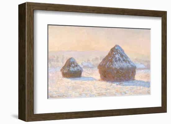 Wheatstacks, Snow Effect, Morning, 1891-Claude Monet-Framed Giclee Print