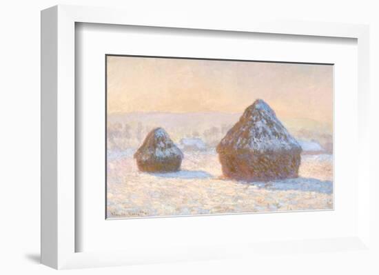 Wheatstacks, Snow Effect, Morning, 1891-Claude Monet-Framed Giclee Print