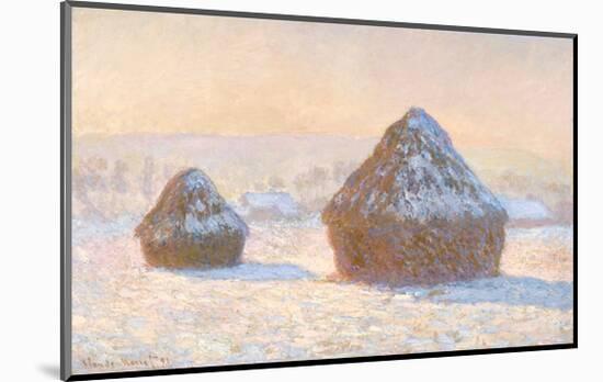 Wheatstacks, Snow Effect, Morning, 1891-Claude Monet-Mounted Giclee Print