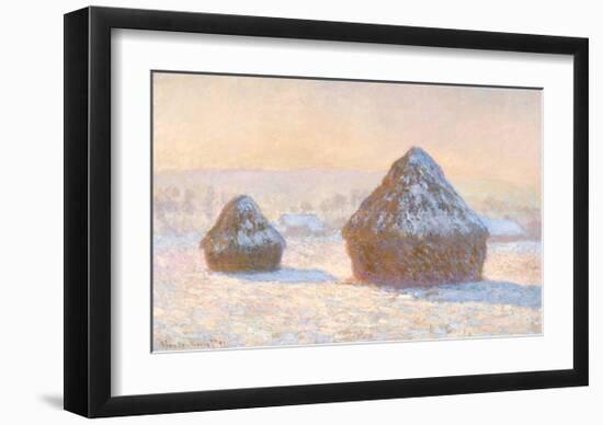 Wheatstacks, Snow Effect, Morning, 1891-Claude Monet-Framed Giclee Print