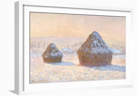 Wheatstacks, Snow Effect, Morning, 1891-Claude Monet-Framed Art Print