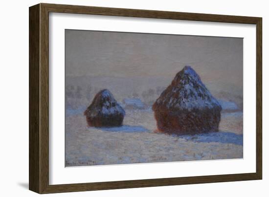 Wheatstacks, Snow Effect, Morning, 1891-Claude Monet-Framed Giclee Print