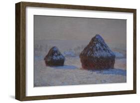 Wheatstacks, Snow Effect, Morning, 1891-Claude Monet-Framed Giclee Print