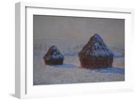 Wheatstacks, Snow Effect, Morning, 1891-Claude Monet-Framed Giclee Print