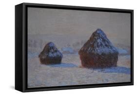 Wheatstacks, Snow Effect, Morning, 1891-Claude Monet-Framed Stretched Canvas