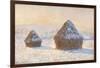 Wheatstacks, Snow Effect, Morning (Meules, Effet de Neige, Le Matin)-Claude Monet-Framed Art Print