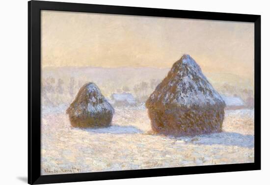 Wheatstacks, Snow Effect, Morning (Meules, Effet de Neige, Le Matin)-Claude Monet-Framed Art Print