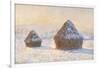 Wheatstacks, Snow Effect, Morning (Meules, Effet de Neige, Le Matin)-Claude Monet-Framed Art Print