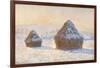 Wheatstacks, Snow Effect, Morning (Meules, Effet de Neige, Le Matin)-Claude Monet-Framed Art Print