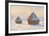 Wheatstacks, Snow Effect, Morning (Meules, Effet de Neige, Le Matin)-Claude Monet-Framed Art Print