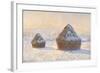 Wheatstacks, Snow Effect, Morning (Meules, Effet de Neige, Le Matin)-Claude Monet-Framed Art Print