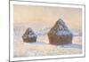 Wheatstacks, Snow Effect, Morning (Meules, Effet de Neige, Le Matin)-Claude Monet-Mounted Art Print