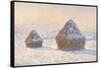 Wheatstaks, Snow Effect, Morning, 1891-Claude Monet-Framed Stretched Canvas