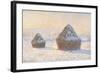 Wheatstaks, Snow Effect, Morning, 1891-Claude Monet-Framed Giclee Print