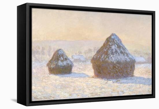 Wheatstaks, Snow Effect, Morning, 1891-Claude Monet-Framed Stretched Canvas