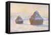 Wheatstaks, Snow Effect, Morning, 1891-Claude Monet-Framed Stretched Canvas