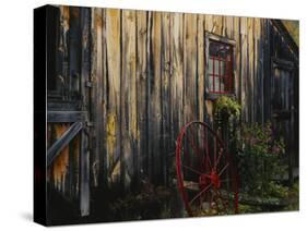 Wheel Besides Barn, Drury Place, Weston, Vermont, USA-Scott T. Smith-Stretched Canvas