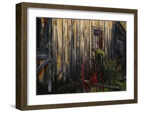 Wheel Besides Barn, Drury Place, Weston, Vermont, USA-Scott T. Smith-Framed Photographic Print