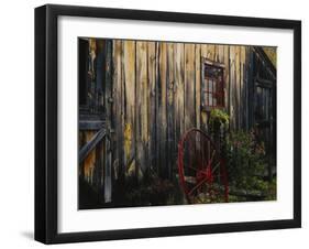 Wheel Besides Barn, Drury Place, Weston, Vermont, USA-Scott T. Smith-Framed Photographic Print