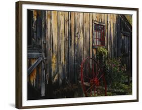 Wheel Besides Barn, Drury Place, Weston, Vermont, USA-Scott T. Smith-Framed Photographic Print