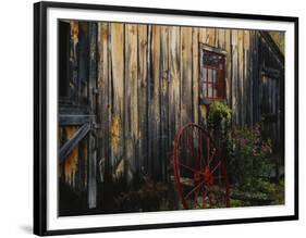 Wheel Besides Barn, Drury Place, Weston, Vermont, USA-Scott T. Smith-Framed Photographic Print