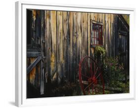 Wheel Besides Barn, Drury Place, Weston, Vermont, USA-Scott T. Smith-Framed Photographic Print