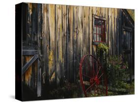 Wheel Besides Barn, Drury Place, Weston, Vermont, USA-Scott T. Smith-Stretched Canvas