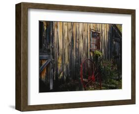 Wheel Besides Barn, Drury Place, Weston, Vermont, USA-Scott T. Smith-Framed Photographic Print