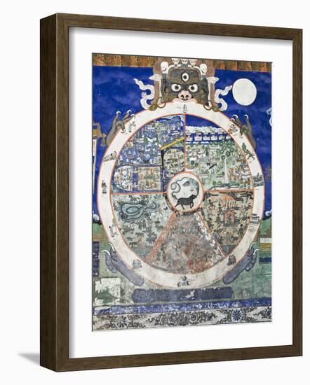 Wheel of Life Wall Art, Tikse Gompa, Tikse, Ladakh, Indian Himalaya, India-Jochen Schlenker-Framed Photographic Print