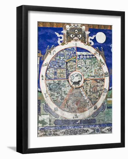 Wheel of Life Wall Art, Tikse Gompa, Tikse, Ladakh, Indian Himalaya, India-Jochen Schlenker-Framed Photographic Print