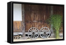 Wheel with Gassho-zukuri house, Ainokura Village, Gokayama, Japan-Keren Su-Framed Stretched Canvas