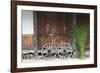 Wheel with Gassho-zukuri house, Ainokura Village, Gokayama, Japan-Keren Su-Framed Photographic Print