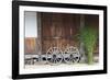 Wheel with Gassho-zukuri house, Ainokura Village, Gokayama, Japan-Keren Su-Framed Photographic Print