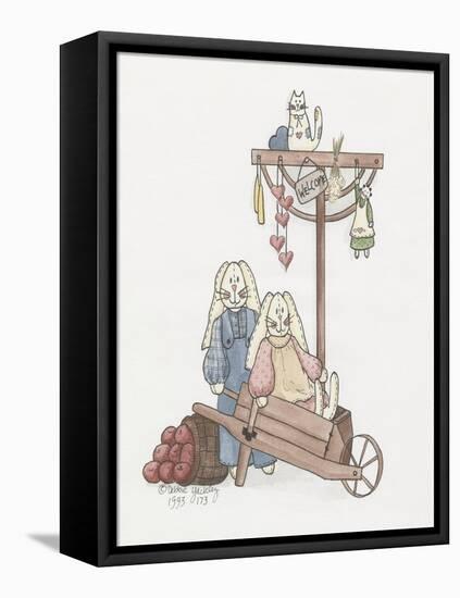 Wheelbarrow Bunnies-Debbie McMaster-Framed Stretched Canvas