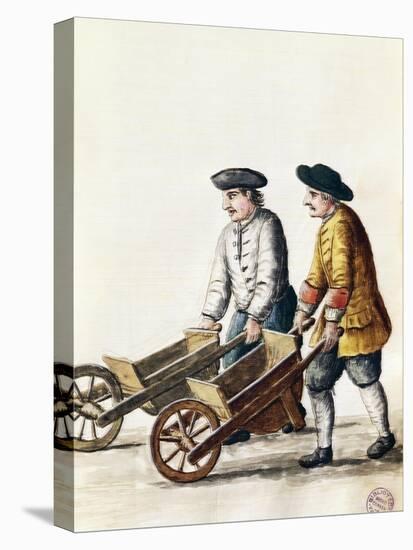 Wheelbarrow Race, from Costumes of Venetians, Grevenbroch Manuscript, Italy, 18th Century-null-Stretched Canvas