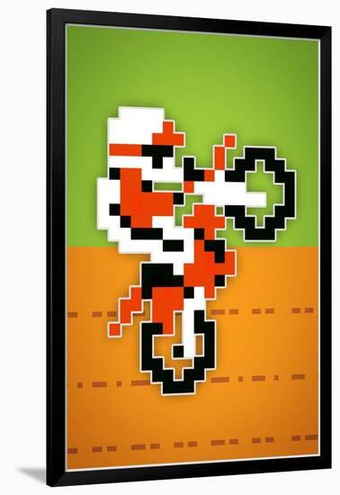 Wheelie 8-bit Video Game Plastic Sign-null-Framed Art Print