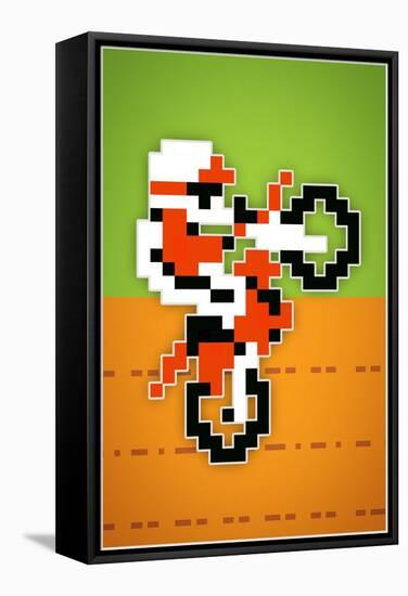 Wheelie 8-bit Video Game Plastic Sign-null-Framed Stretched Canvas