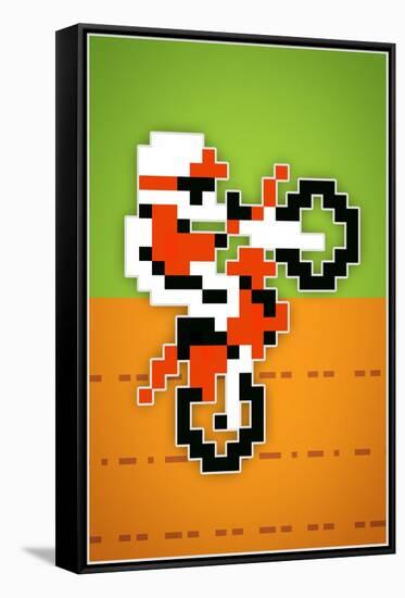 Wheelie 8-bit Video Game Plastic Sign-null-Framed Stretched Canvas