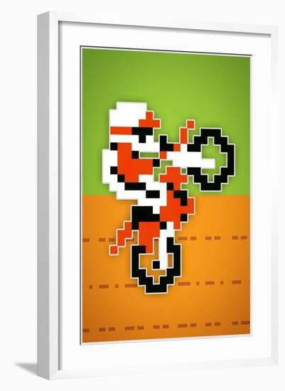 Wheelie 8-bit Video Game-null-Framed Art Print