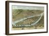 Wheeling, West Virginia - Panoramic Map-Lantern Press-Framed Premium Giclee Print