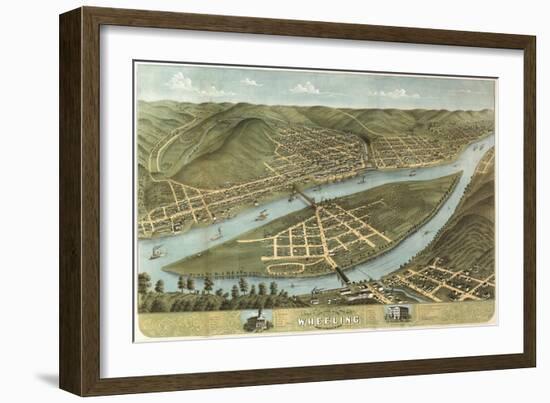 Wheeling, West Virginia - Panoramic Map-Lantern Press-Framed Art Print