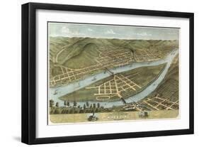 Wheeling, West Virginia - Panoramic Map-Lantern Press-Framed Art Print