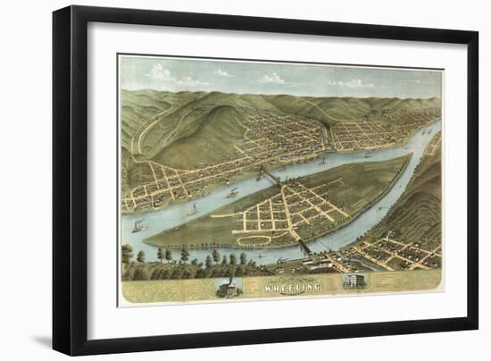 Wheeling, West Virginia - Panoramic Map-Lantern Press-Framed Art Print